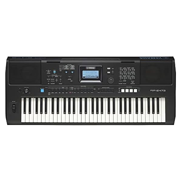 Yamaha PSR-E473 Teclado Digital - Teclado Principiante con 61 Teclas Sensibles al Táctil, Cupón para 2 Clases Online de Yamaha Music School, en Negro, 136 x 404 x 992 milímetros